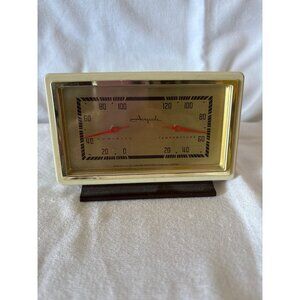 Vintage Airguide Hygrometer & Thermometer Brass & Plastic Desktop Display